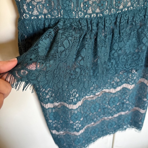 Anthropologie Maeve Teal Lace Sheath Dress Size Large - Picture 6 of 13